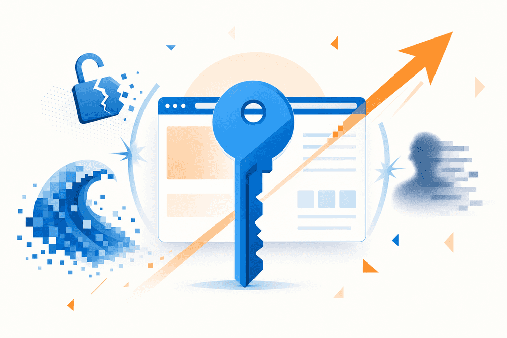 Une grande clé protège un site web contre piratage et ransomwares, symbolisant comment sécuriser WordPress efficacement.