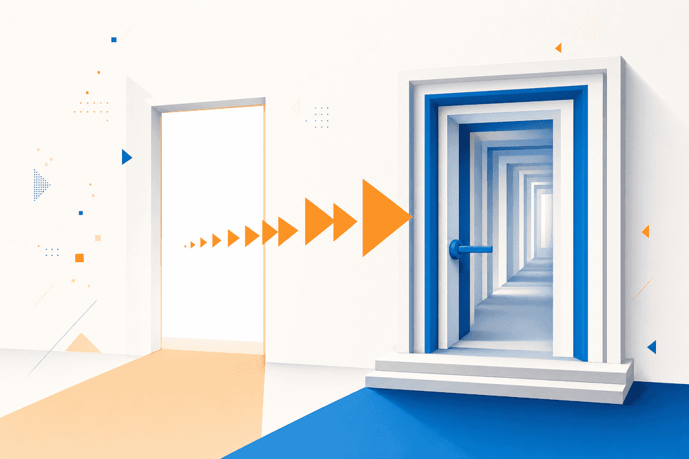 Deux portes symbolisent le choix entre wix ou wordpress pour une solution rapide ou durable dans la création d’entreprise.