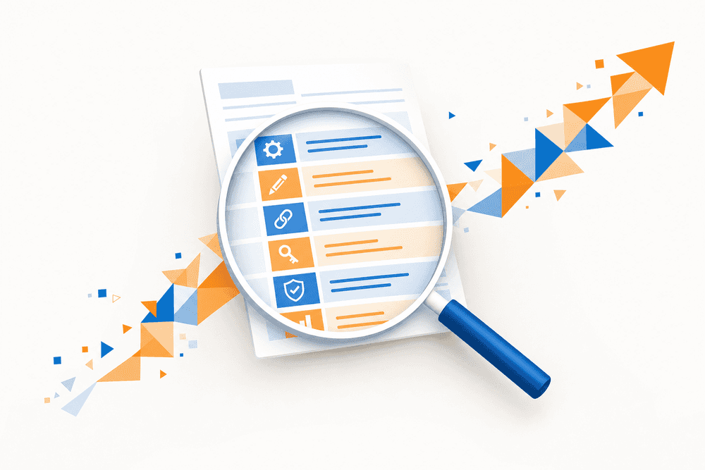 Loupe détaillant une page de devis SEO avec sections claires, soulignant la transparence avant de signer un contrat.